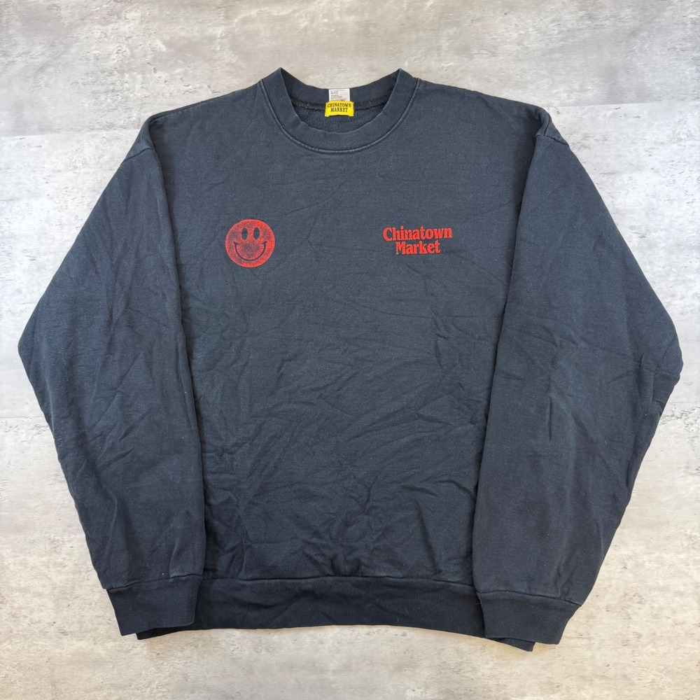 Chinatown Market Call My Lawyer Smiley Crewneck Sweatshirt Black Red XL